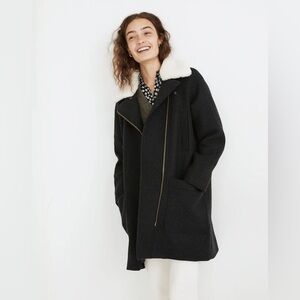 Madewell Eldridge Insuluxe Wool Cashmere Coat Sherpa Collar S